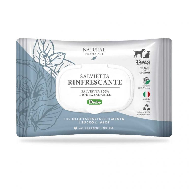 Wet Dog & Cat Wipes for Coat - Refreshing with Mint & Aloe Vera,